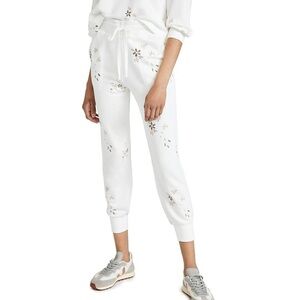 Splendid - White Embroidered Floral Joggers